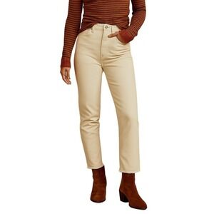 SR Sandrine Rose x Free People ALPS Color Straight Leg Jeans Size 24 Cream NWT‎